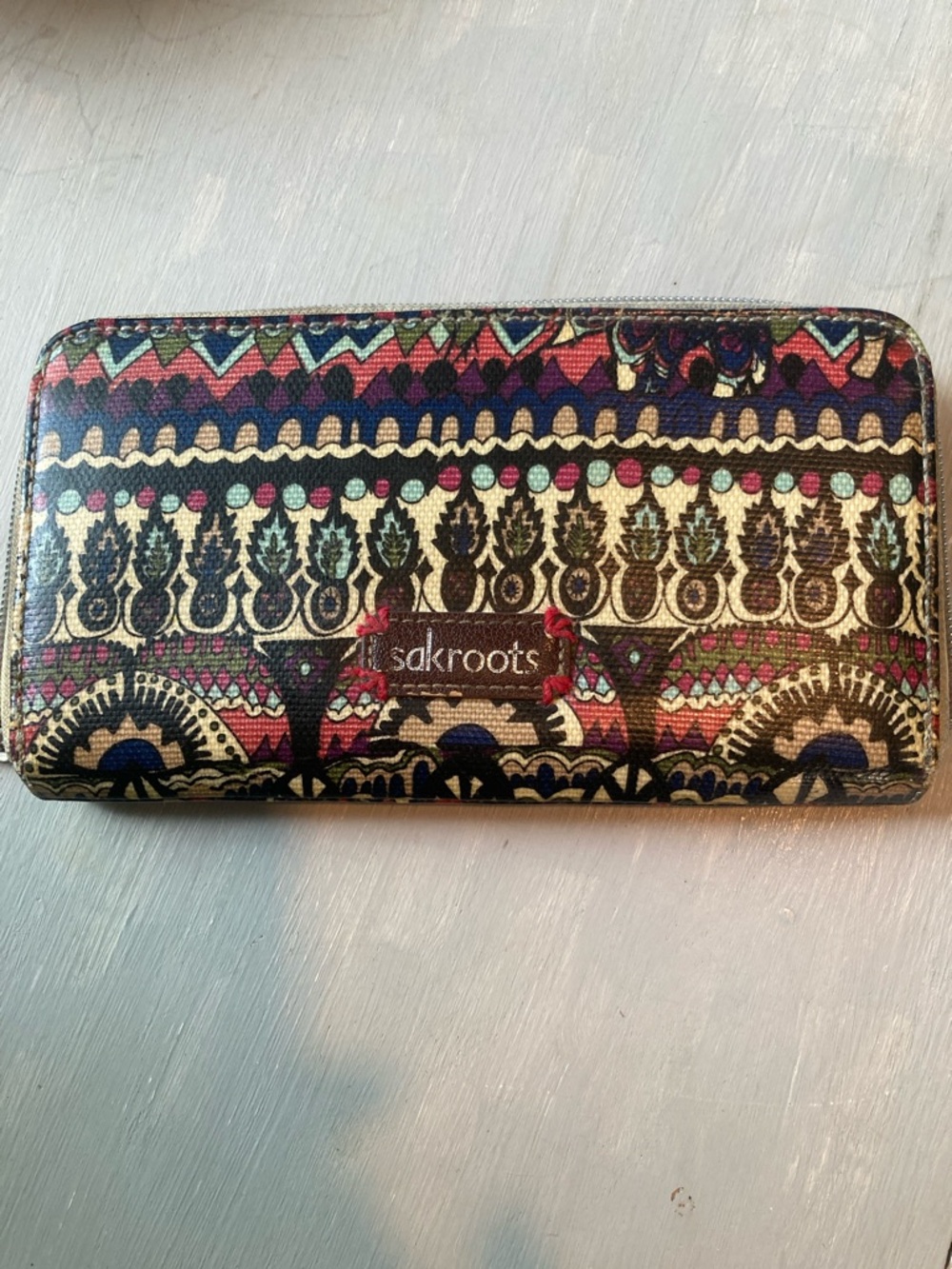 Sakroots Artist Circle Coated Canvas Boho Zip Wallet